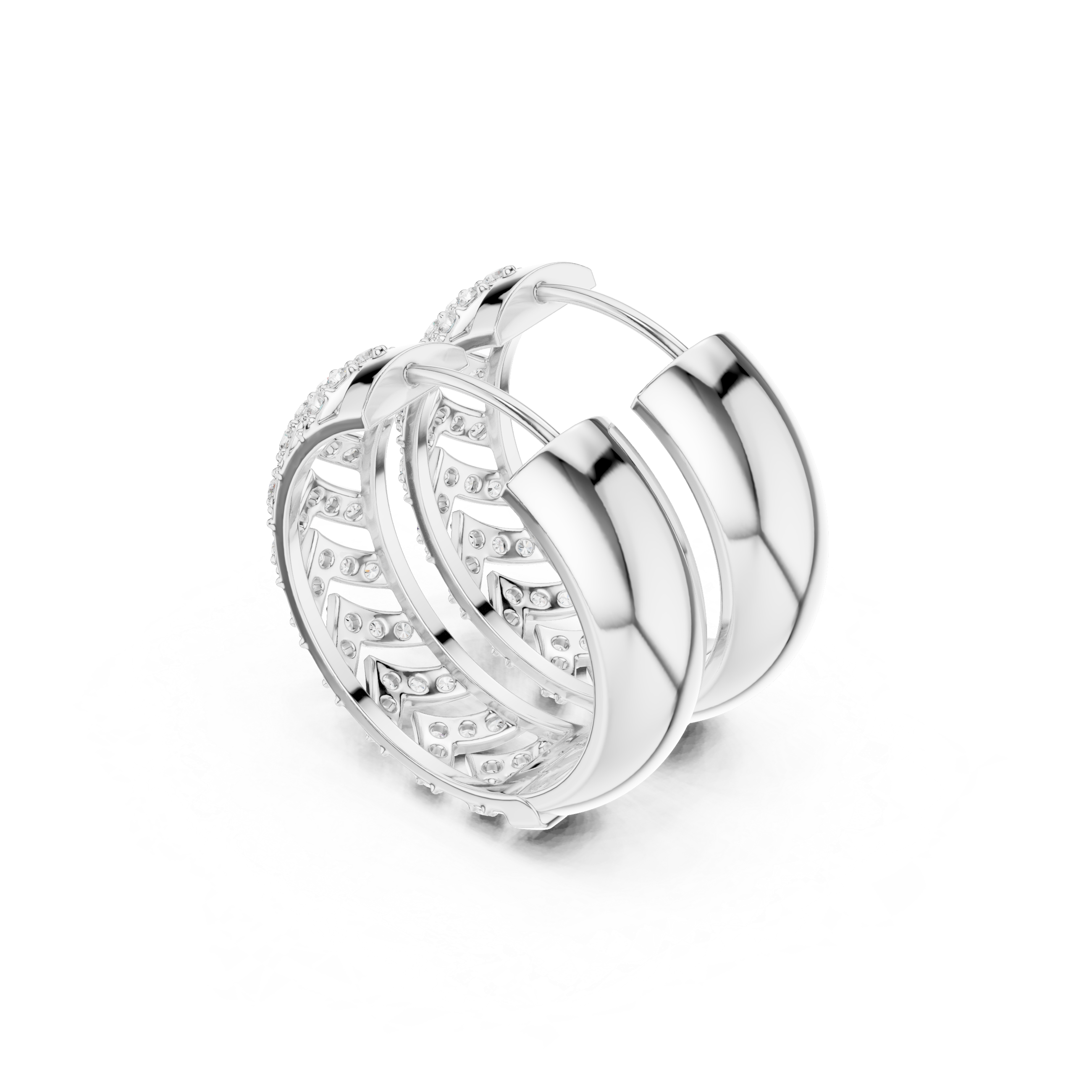 Chevron Elegance Diamond Hoop Earrings