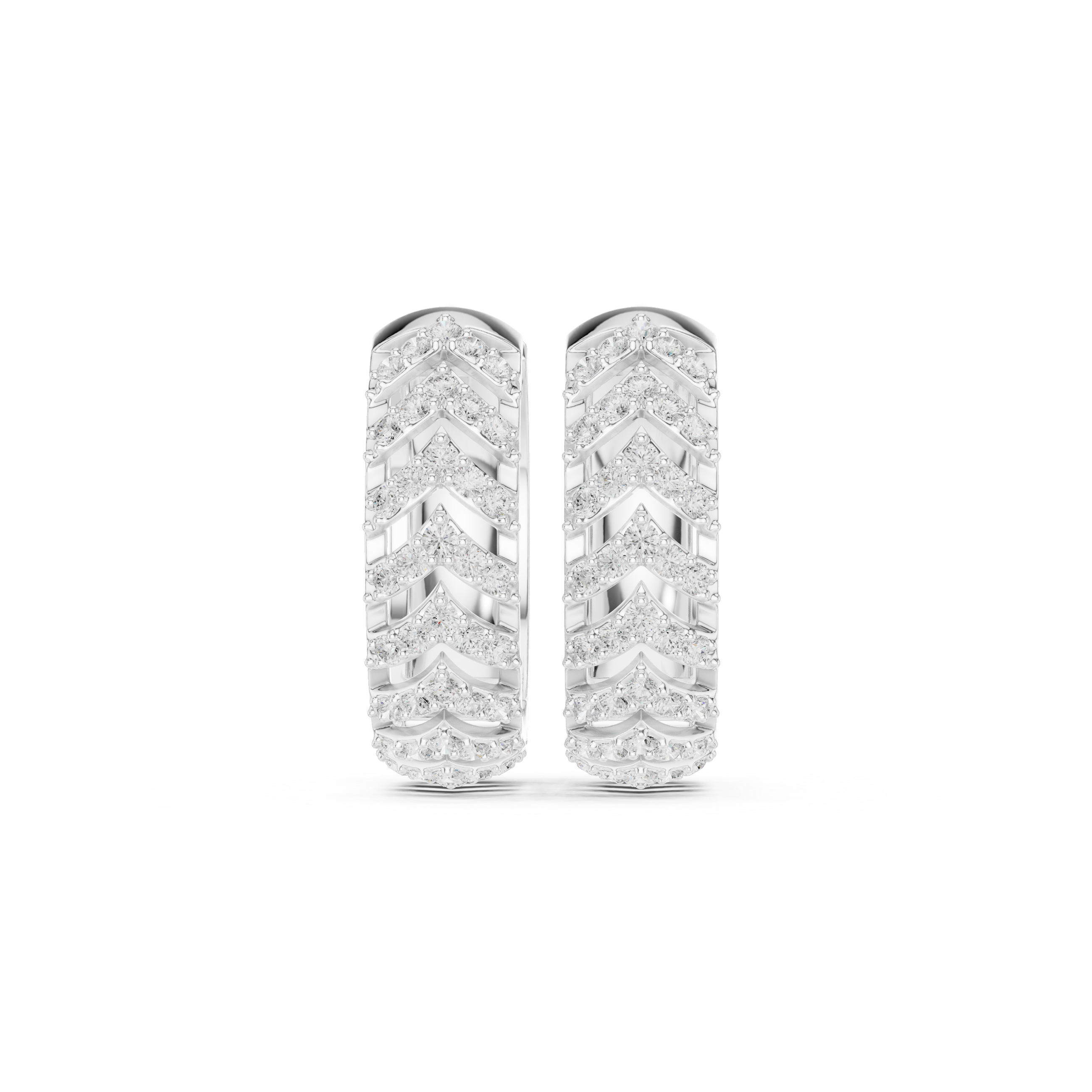 Chevron Elegance Diamond Hoop Earrings
