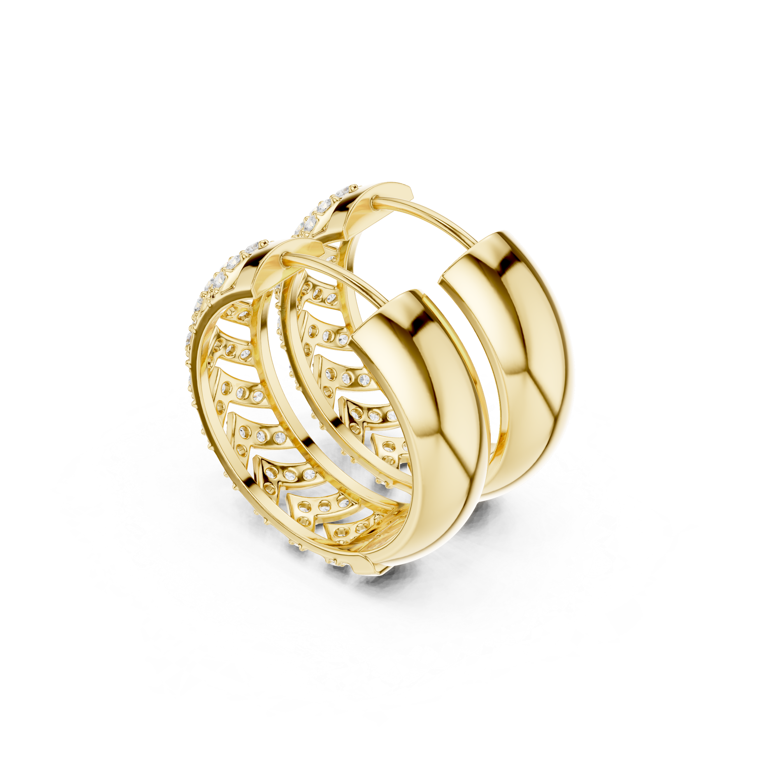Chevron Elegance Diamond Hoop Earrings