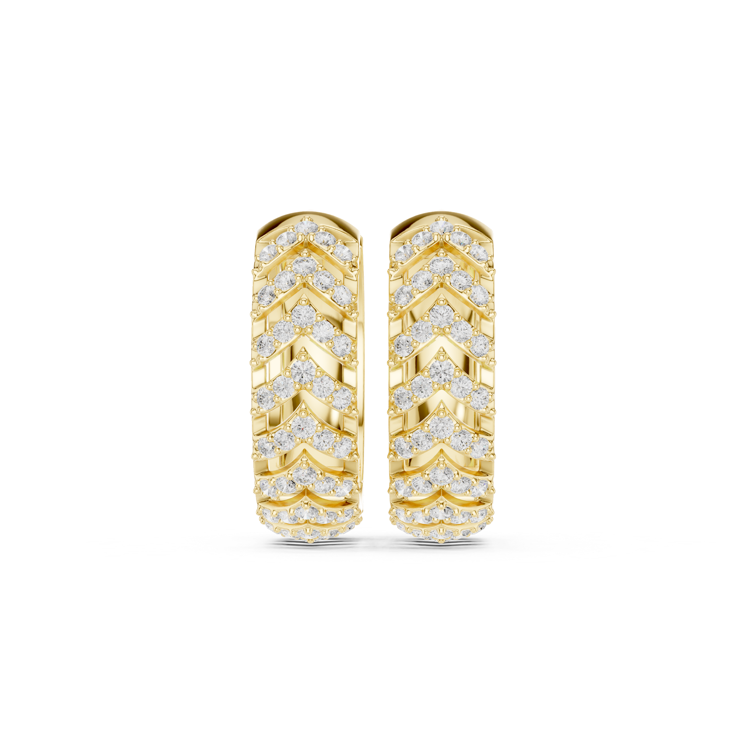 Chevron Elegance Diamond Hoop Earrings