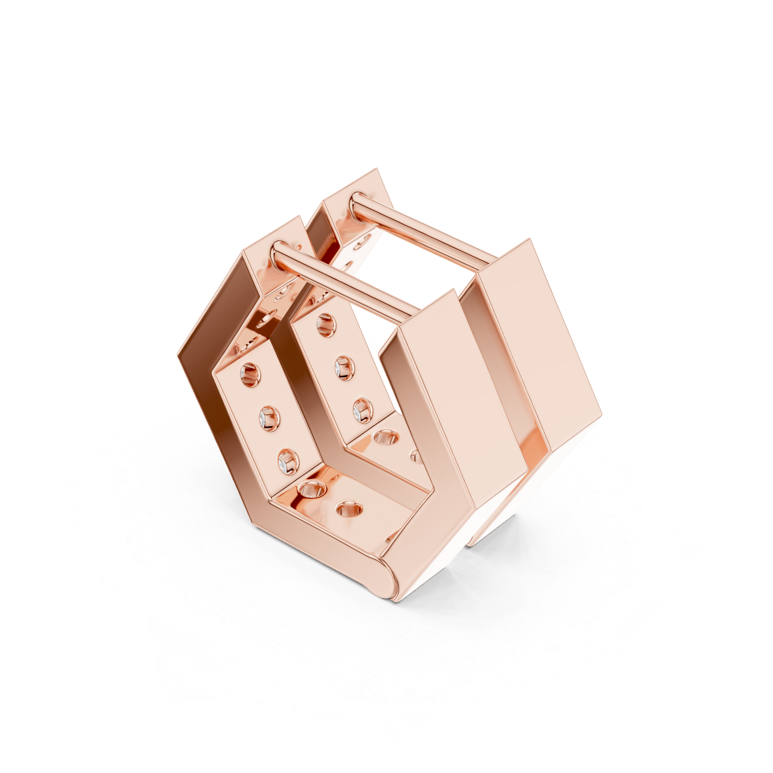 rectangular earrings featuring two rows of round diamonds