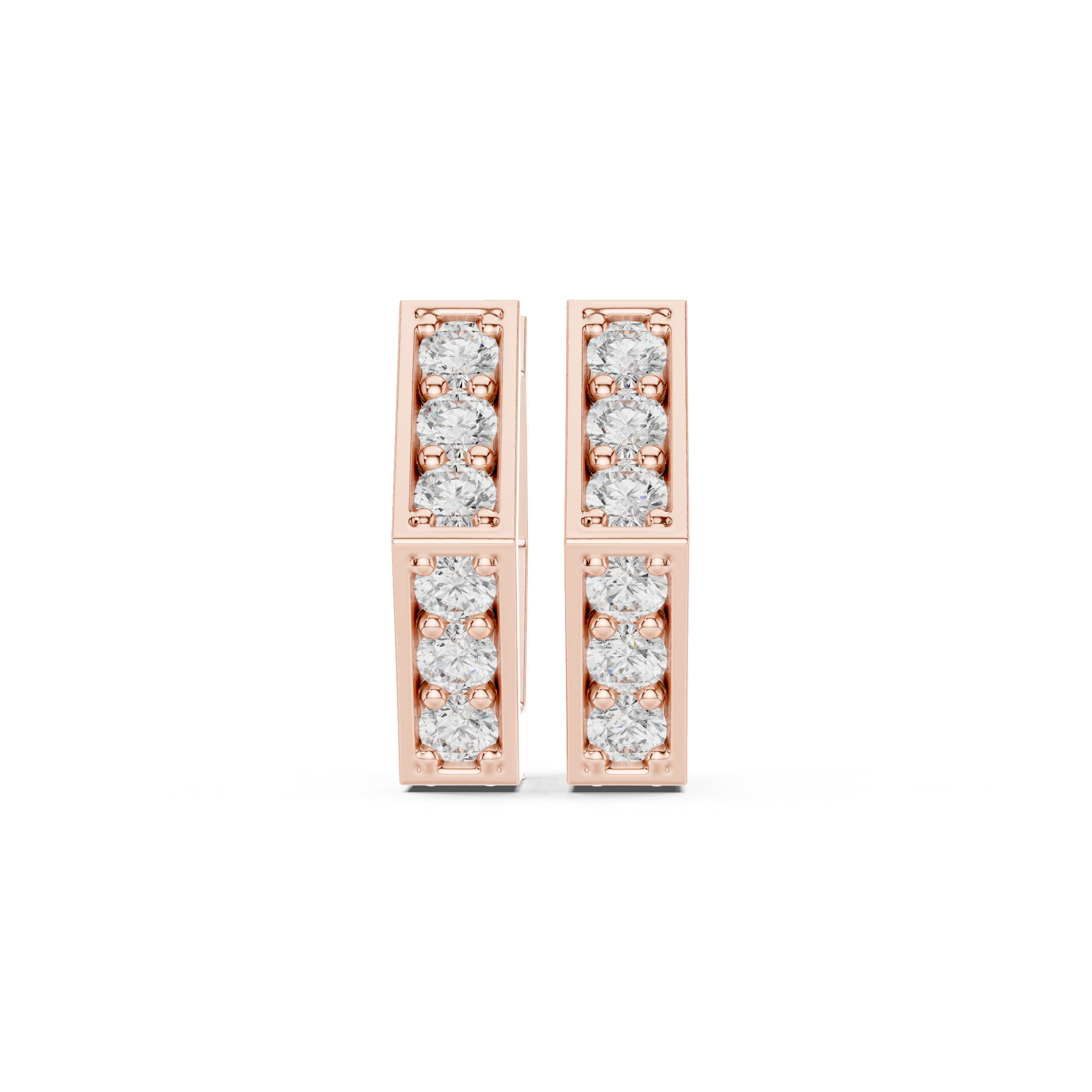 rectangular earrings featuring two rows of round diamonds