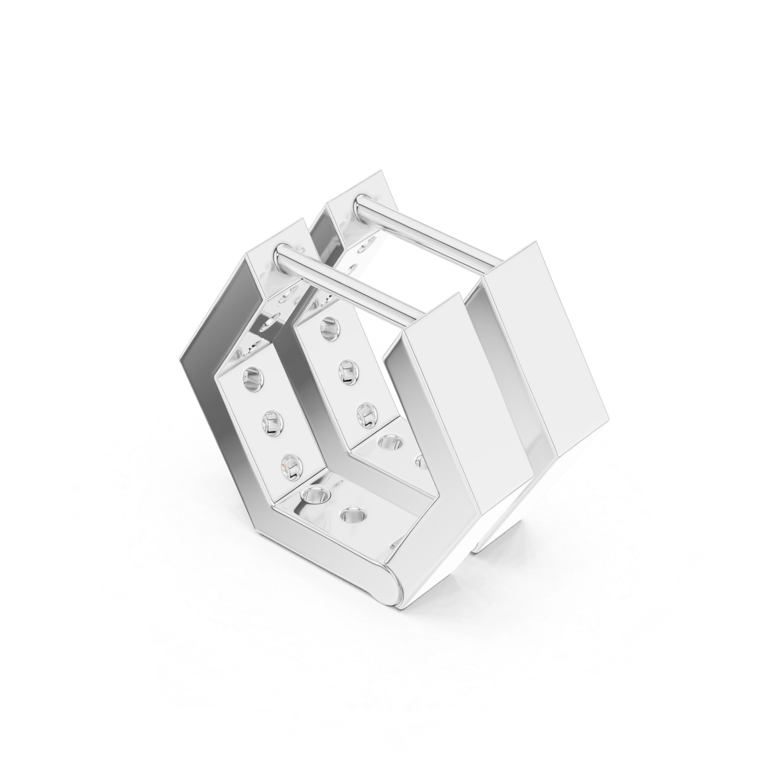 rectangular earrings featuring two rows of round diamonds