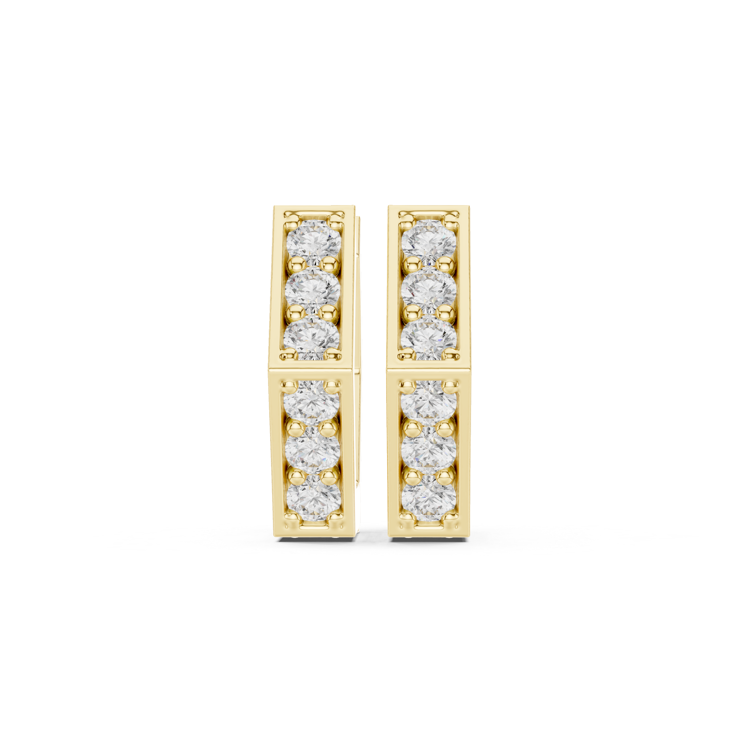 rectangular earrings featuring two rows of round diamonds