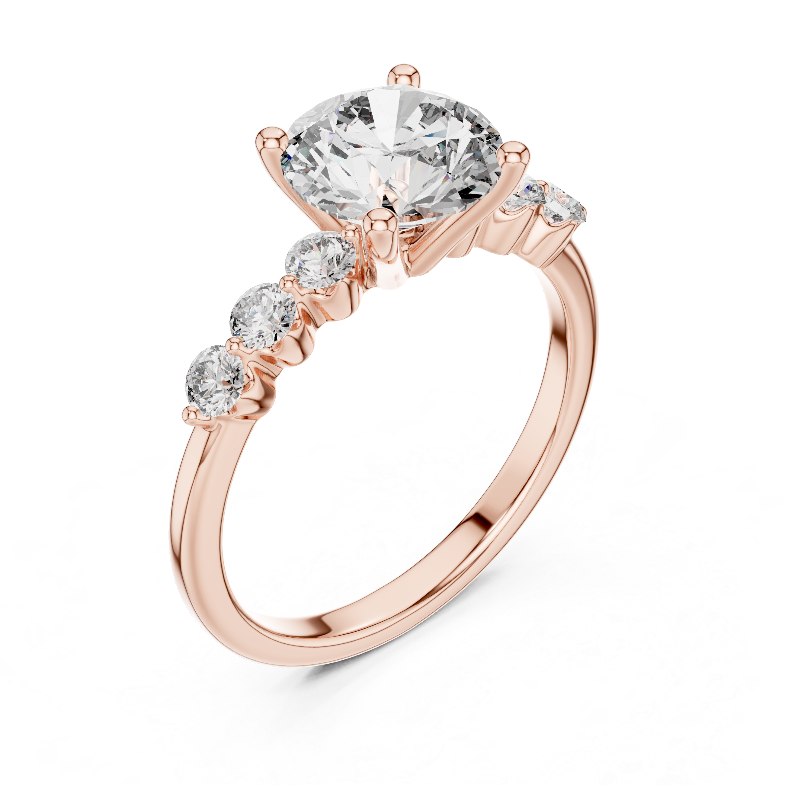 solitaire ring with graduated side diamonds.