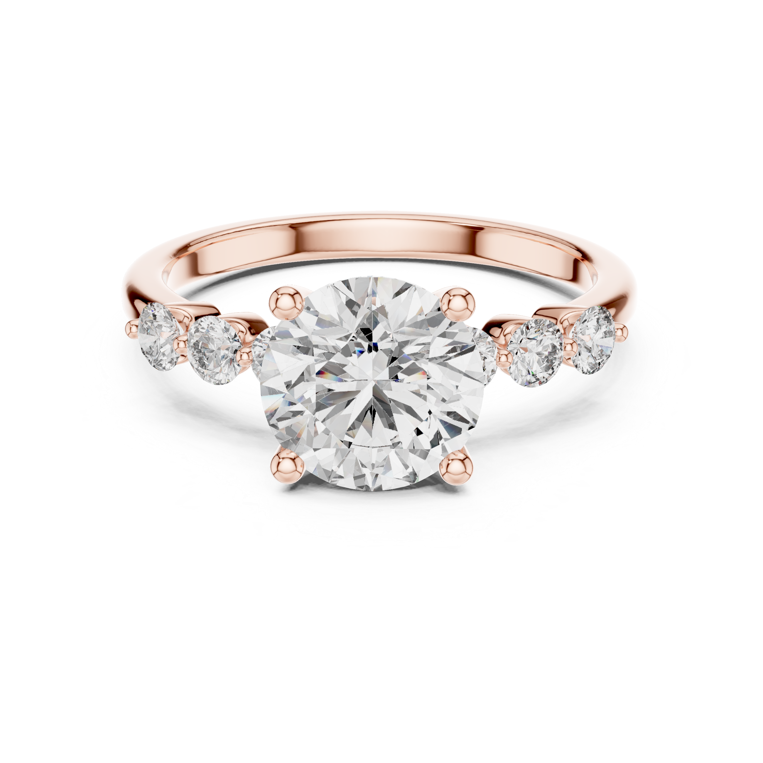 solitaire ring with graduated side diamonds.
