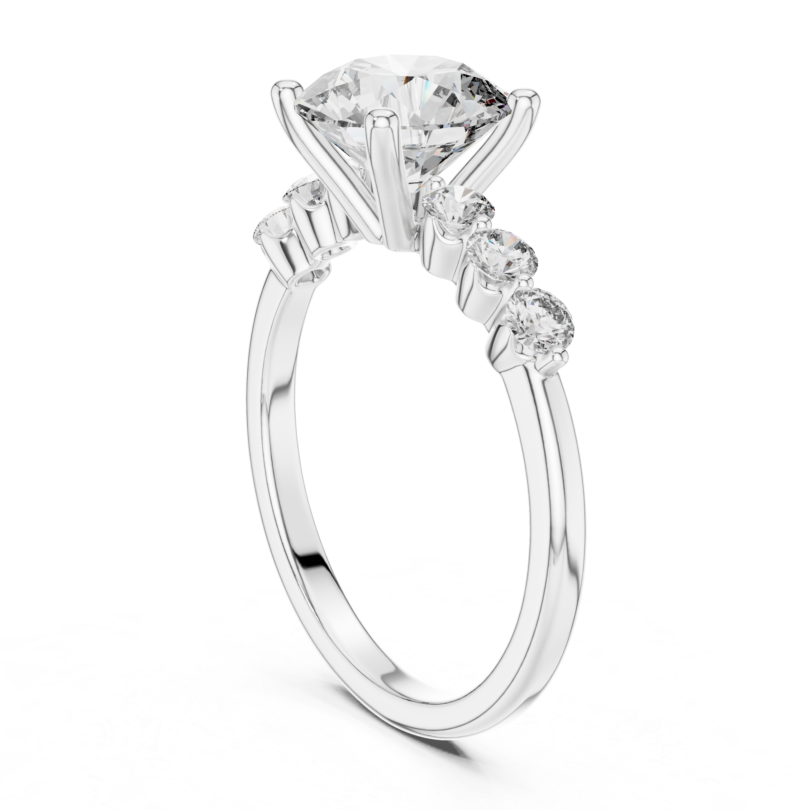 solitaire ring with graduated side diamonds.
