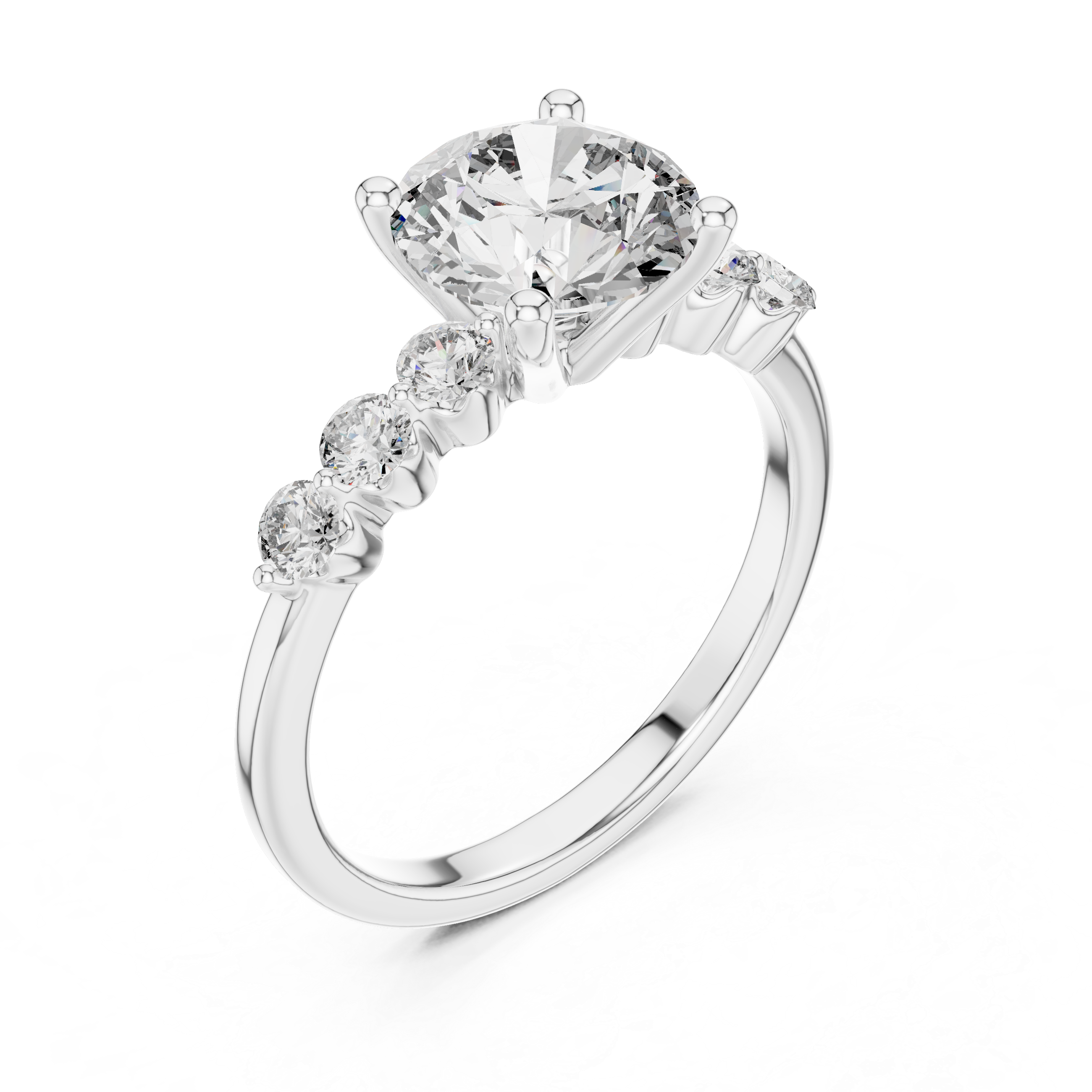 solitaire ring with graduated side diamonds.