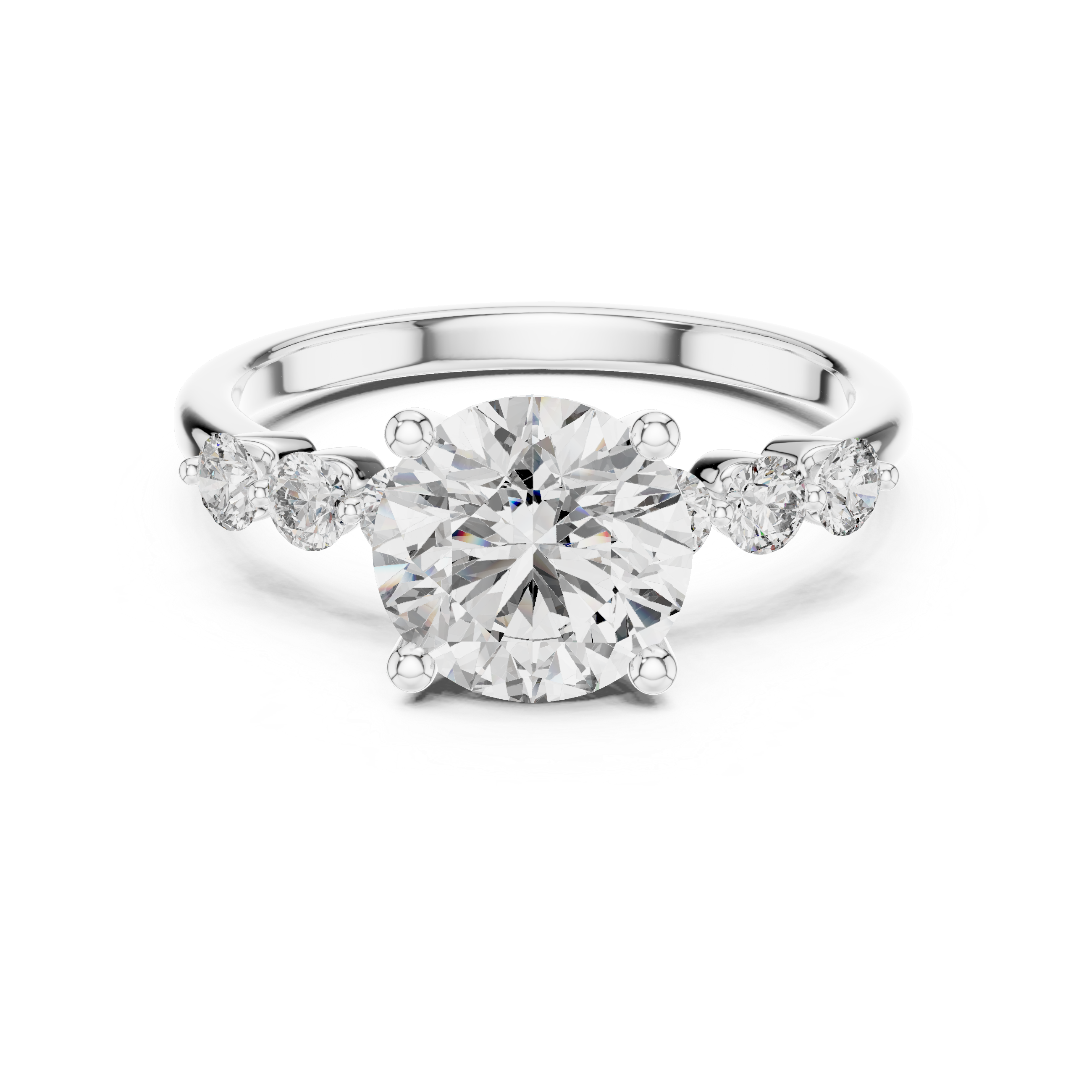 solitaire ring with graduated side diamonds.