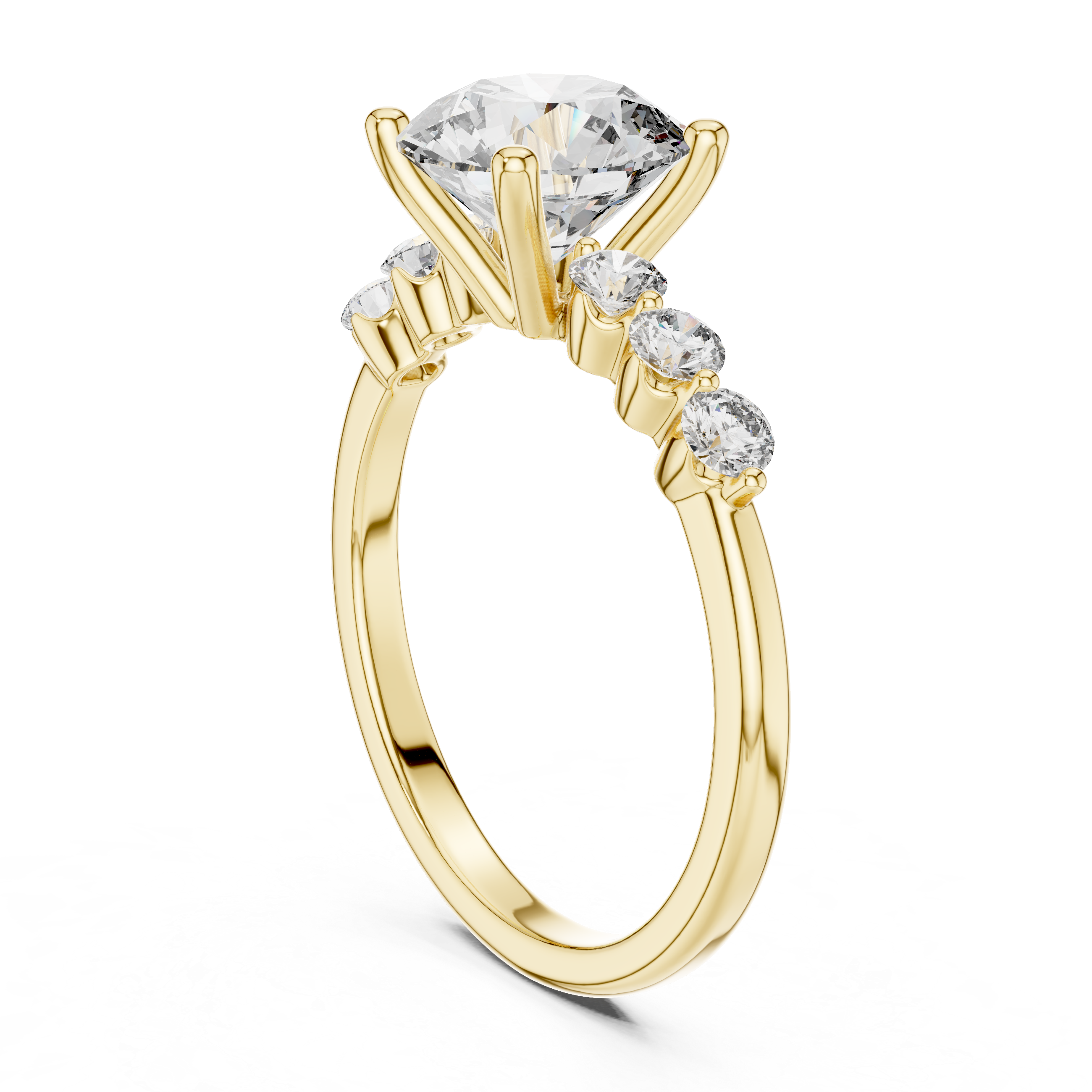 solitaire ring with graduated side diamonds.