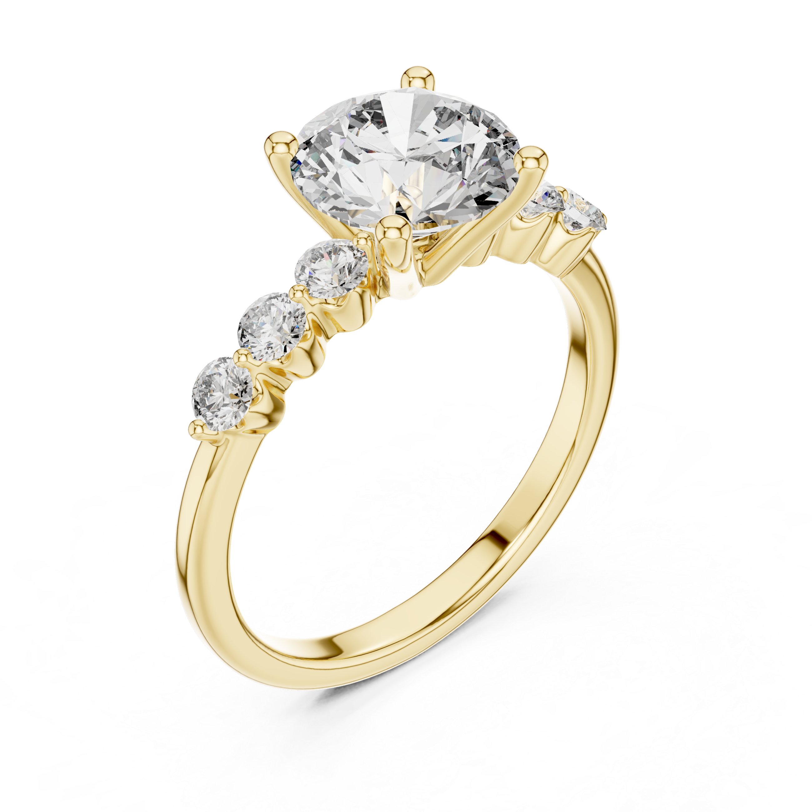 solitaire ring with graduated side diamonds.