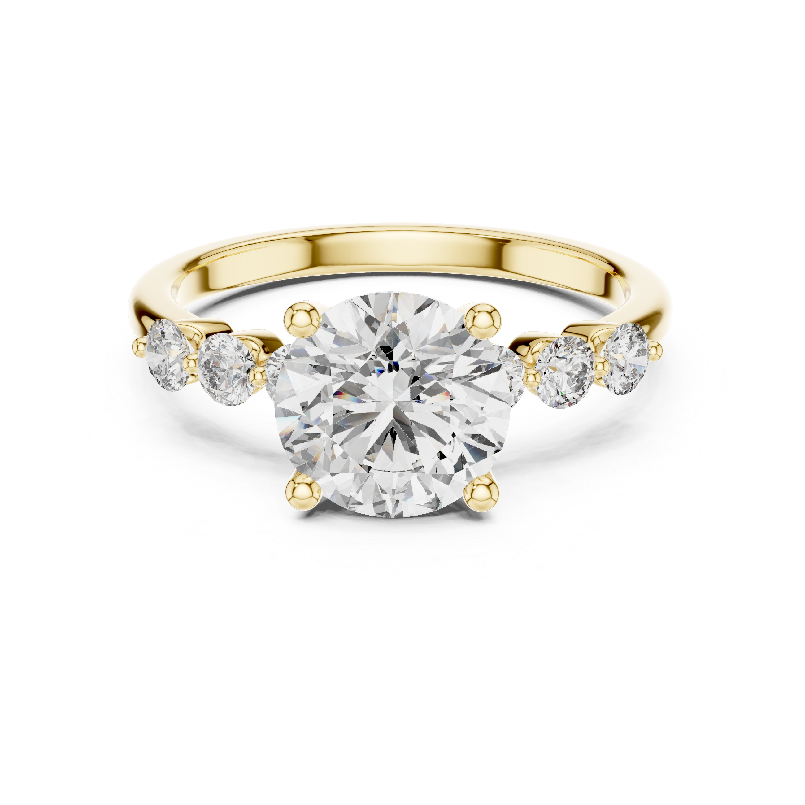 solitaire ring with graduated side diamonds.