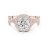 twisted split shank design and a large round center stone.