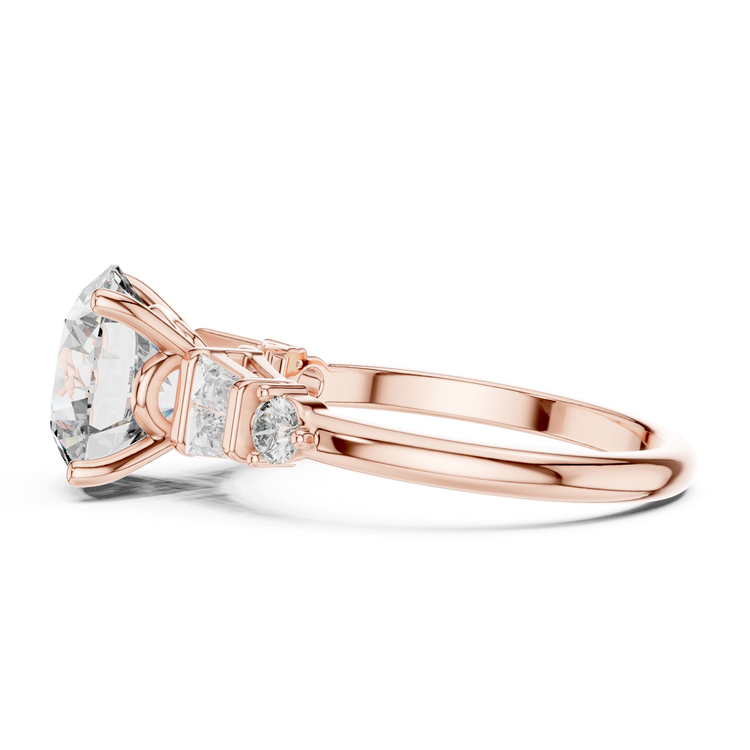 Classic solitaire ring with side diamonds