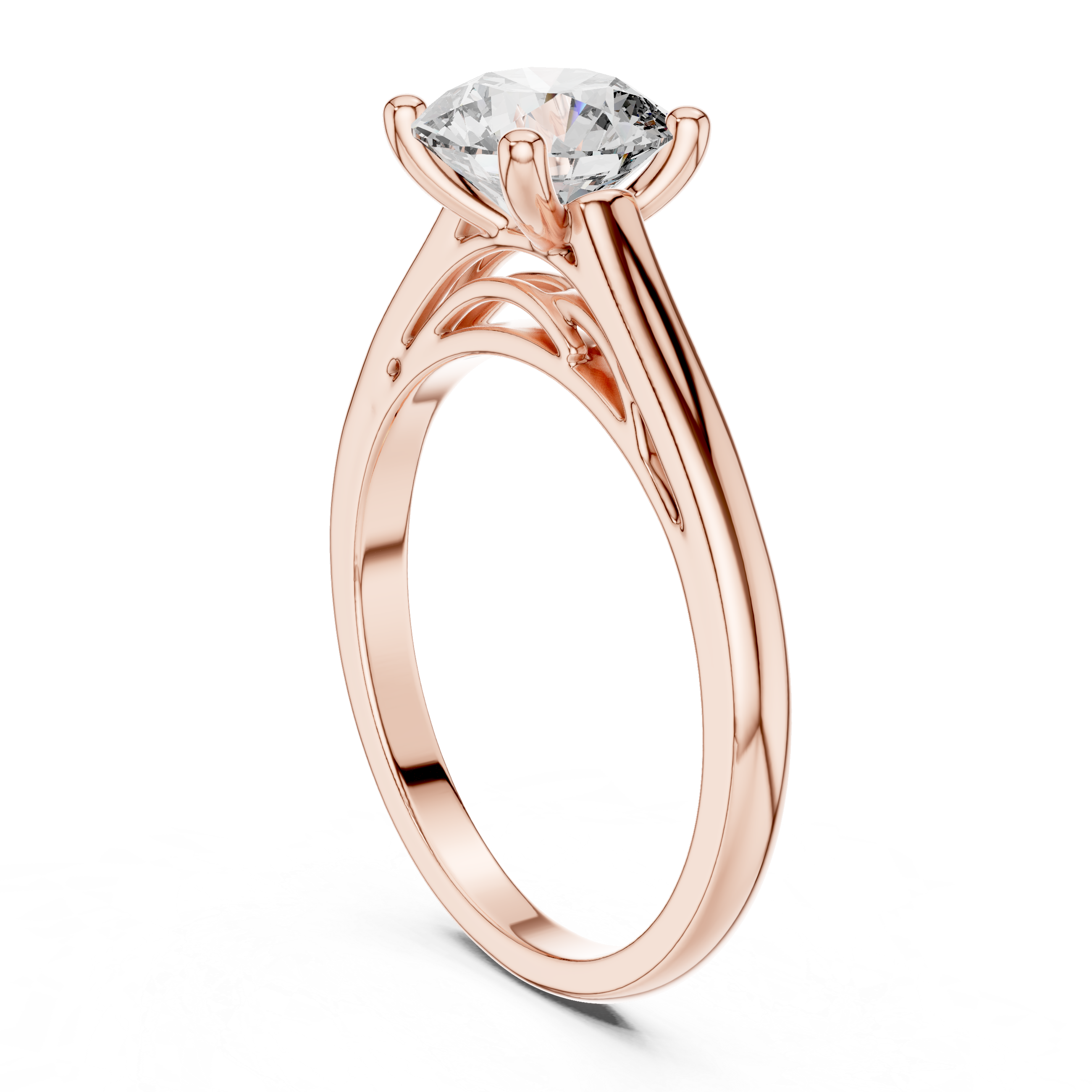 Classic solitaire diamond engagement ring with a smooth, elegant band.