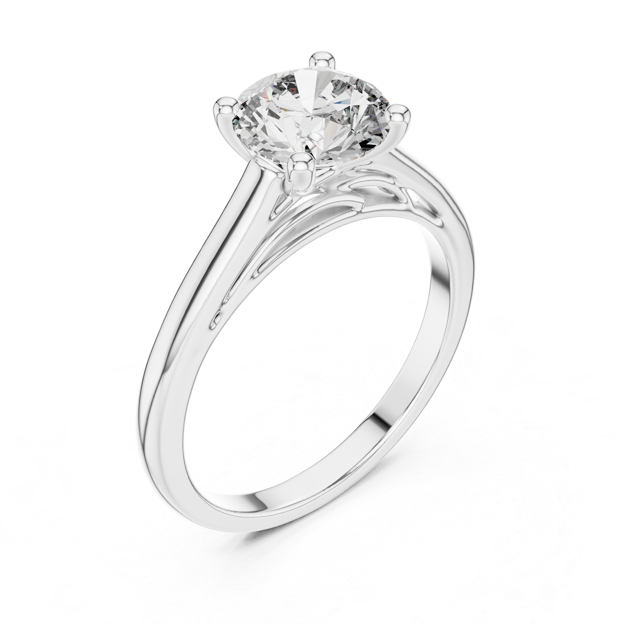 Classic solitaire diamond engagement ring with a smooth, elegant band.