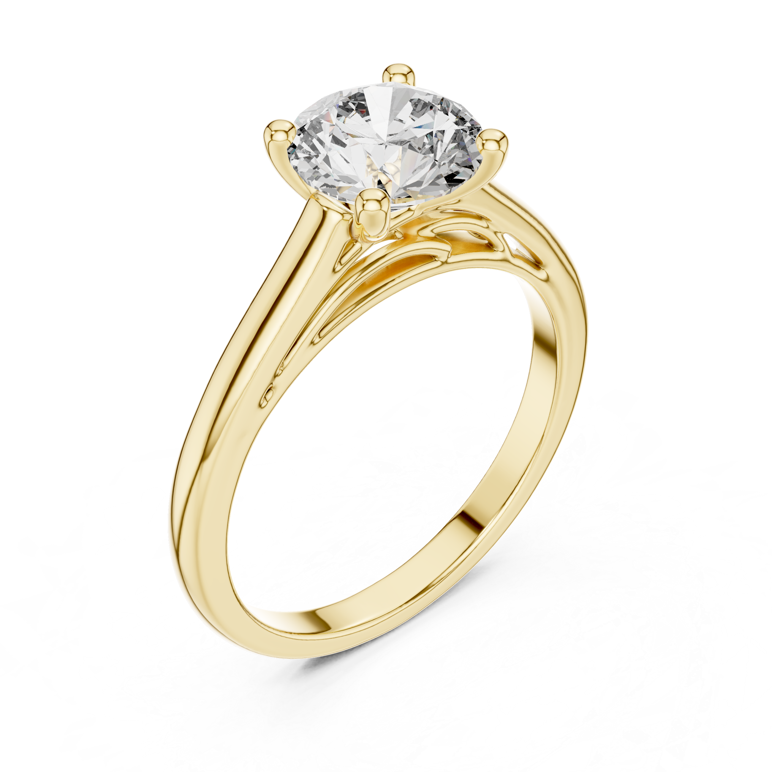 Classic solitaire diamond engagement ring with a smooth, elegant band.