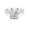 Twisted band engagement ring with a sparkling square-cut diamond centerpiece.