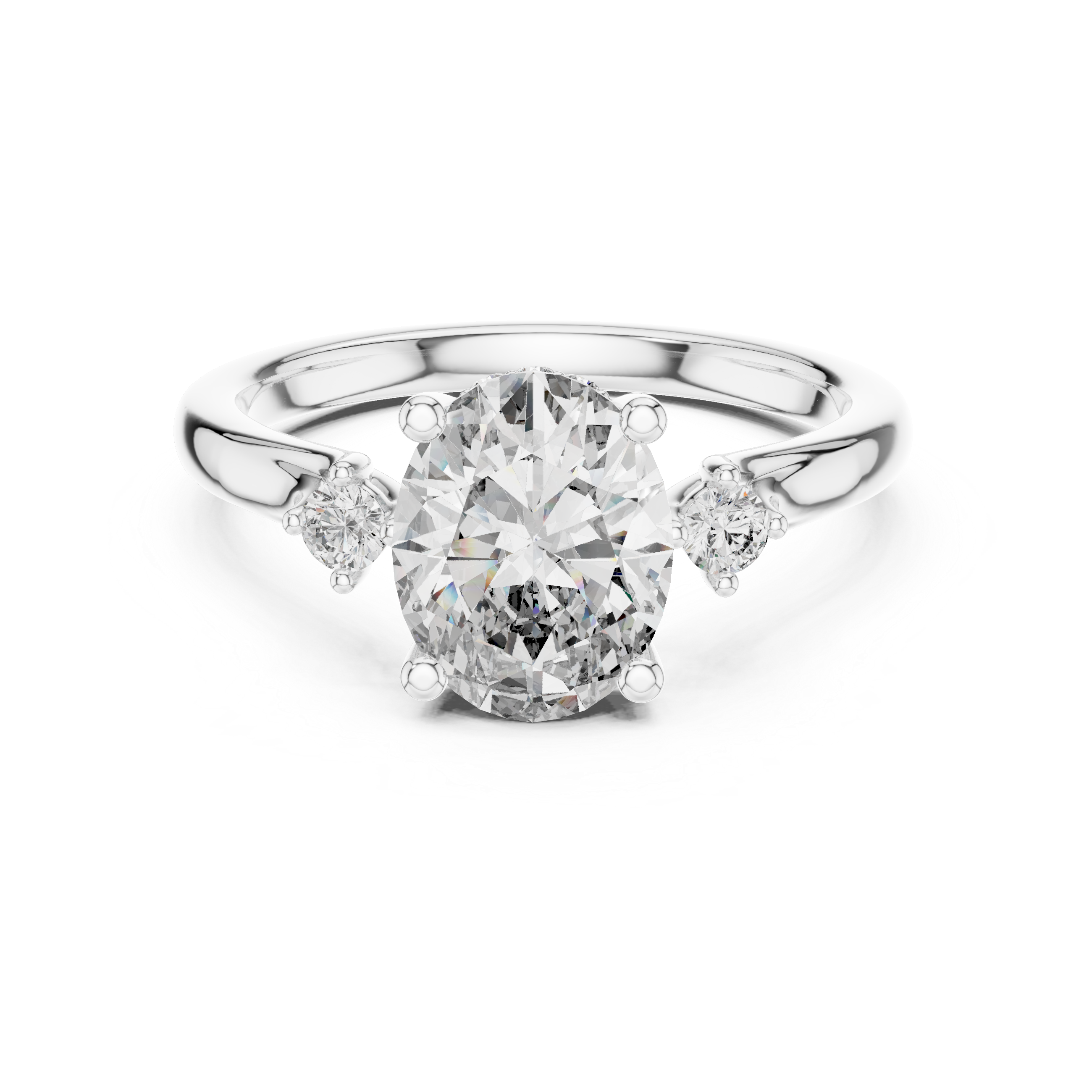 Round-Cut Diamond and Hidden Accent Stones in a Cathedral Setting.