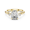 Round-Cut Diamond and Hidden Accent Stones in a Cathedral Setting.