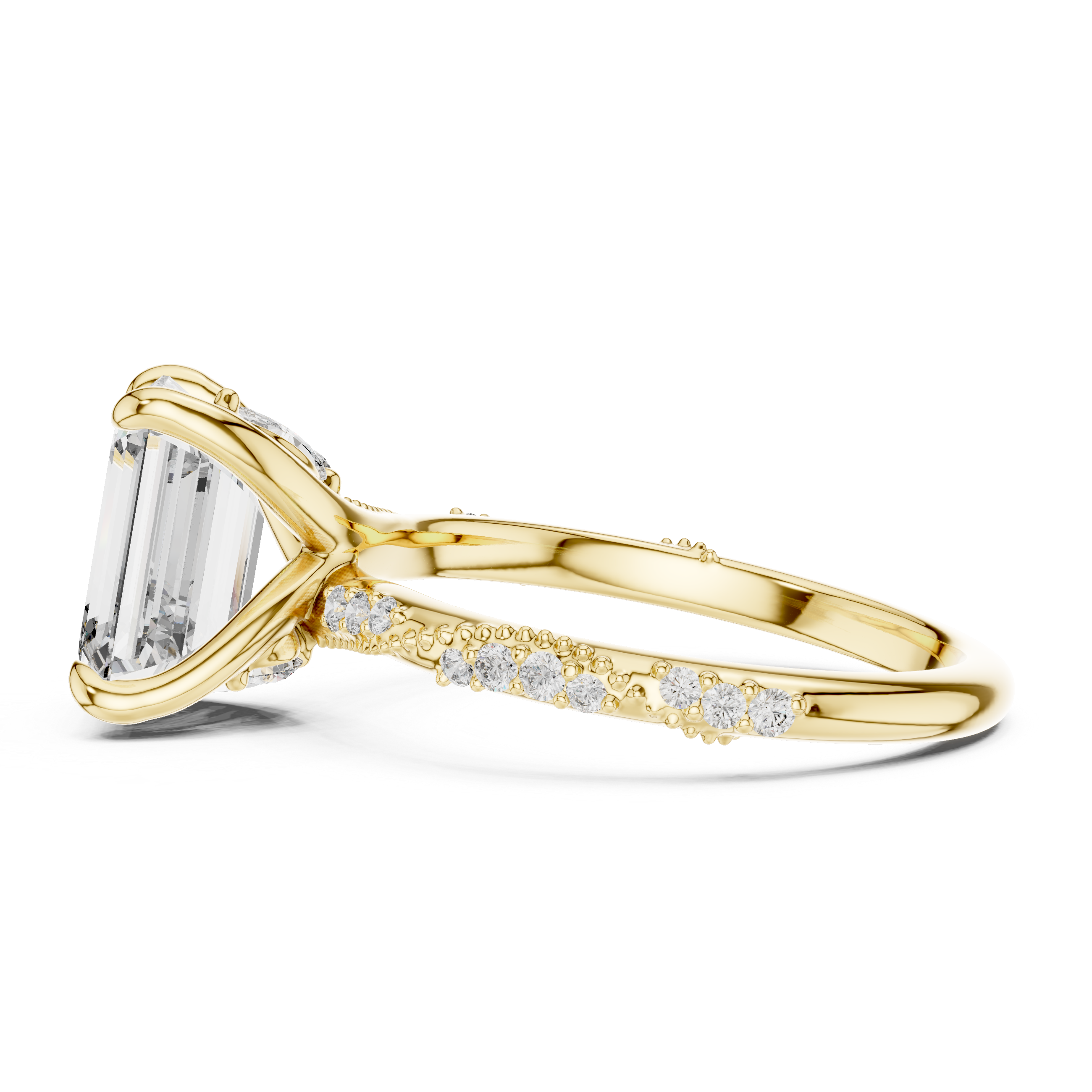 Engagement Ring with Emerald-Cut Center Stone