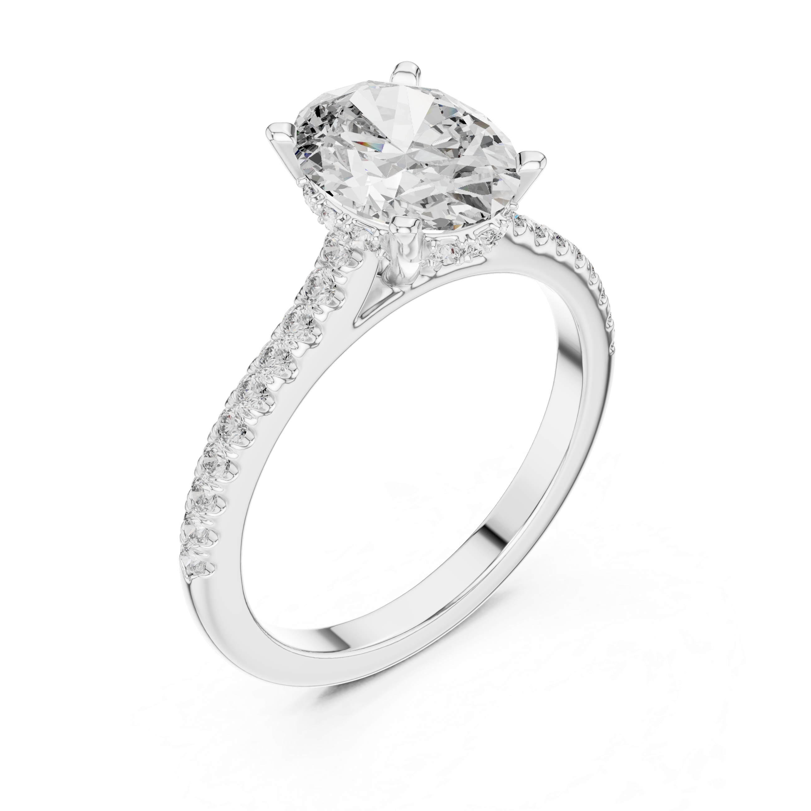 Round-Cut Diamond Rose Gold Engagement Ring with Pav‚ Band.