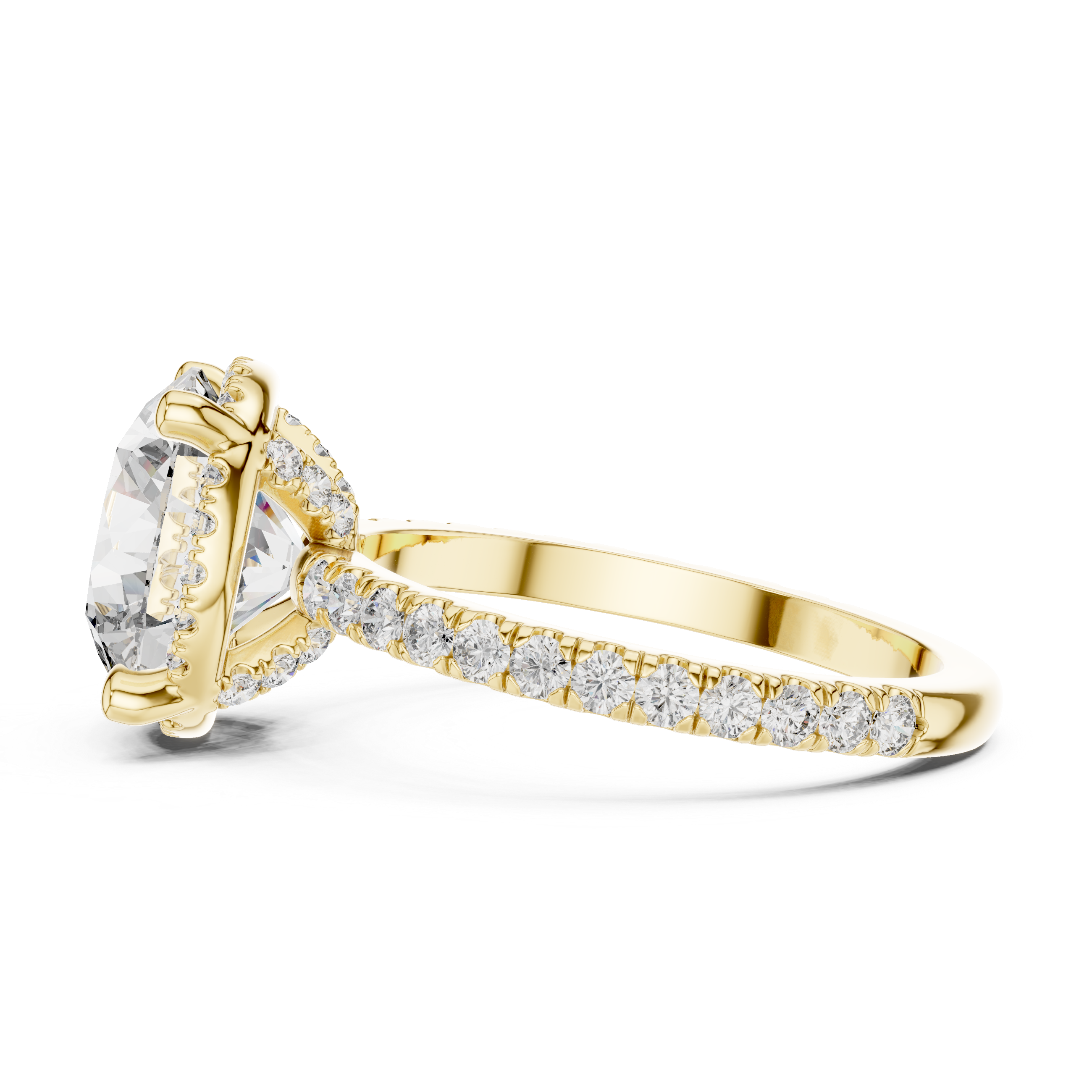 diamond solitaire engagement ring with pav‚ band