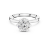 solitaire engagement ring with diamond halo beneath center stone