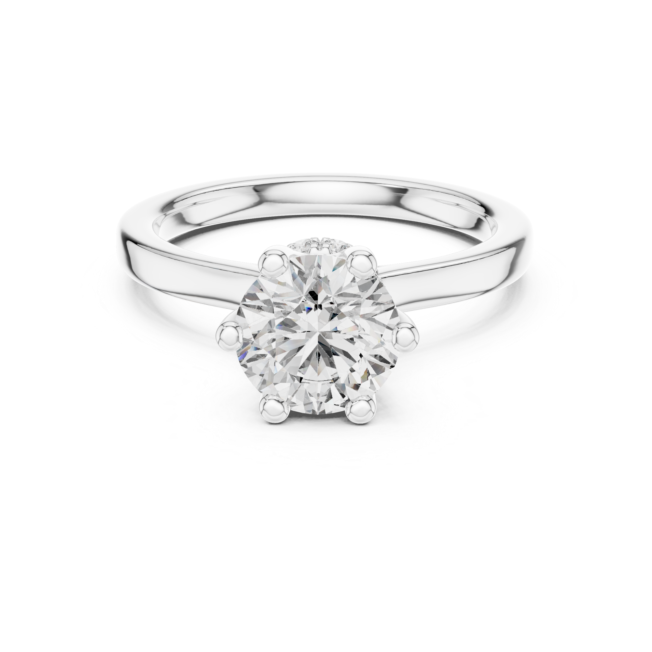 solitaire engagement ring with diamond halo beneath center stone
