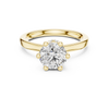solitaire engagement ring with diamond halo beneath center stone
