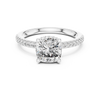 solitaire Diamond halo engagement ring with pav‚ band