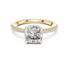 solitaire Diamond halo engagement ring with pav‚ band