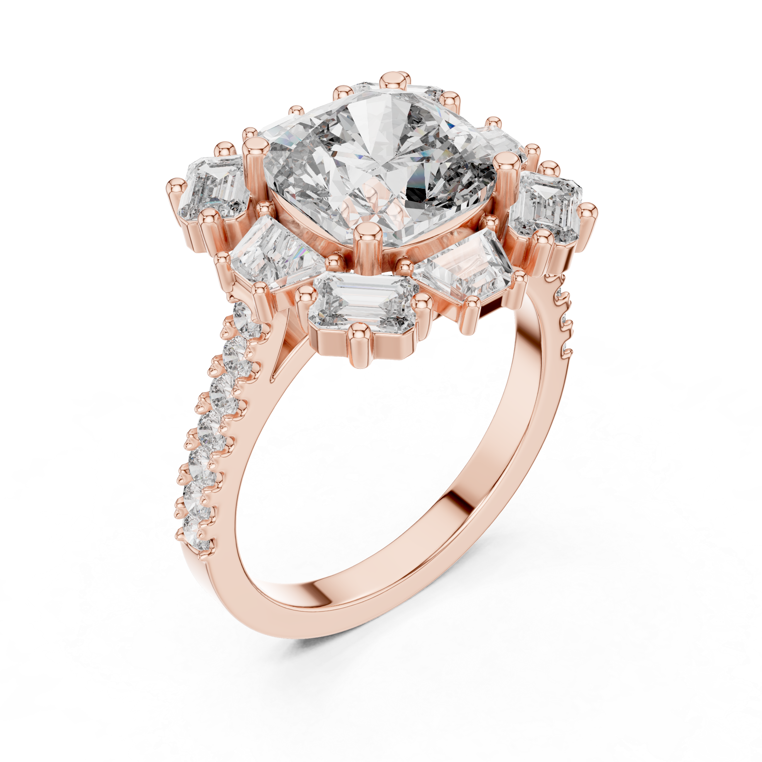 diamond halo engagement ring with split halo and pav‚ band