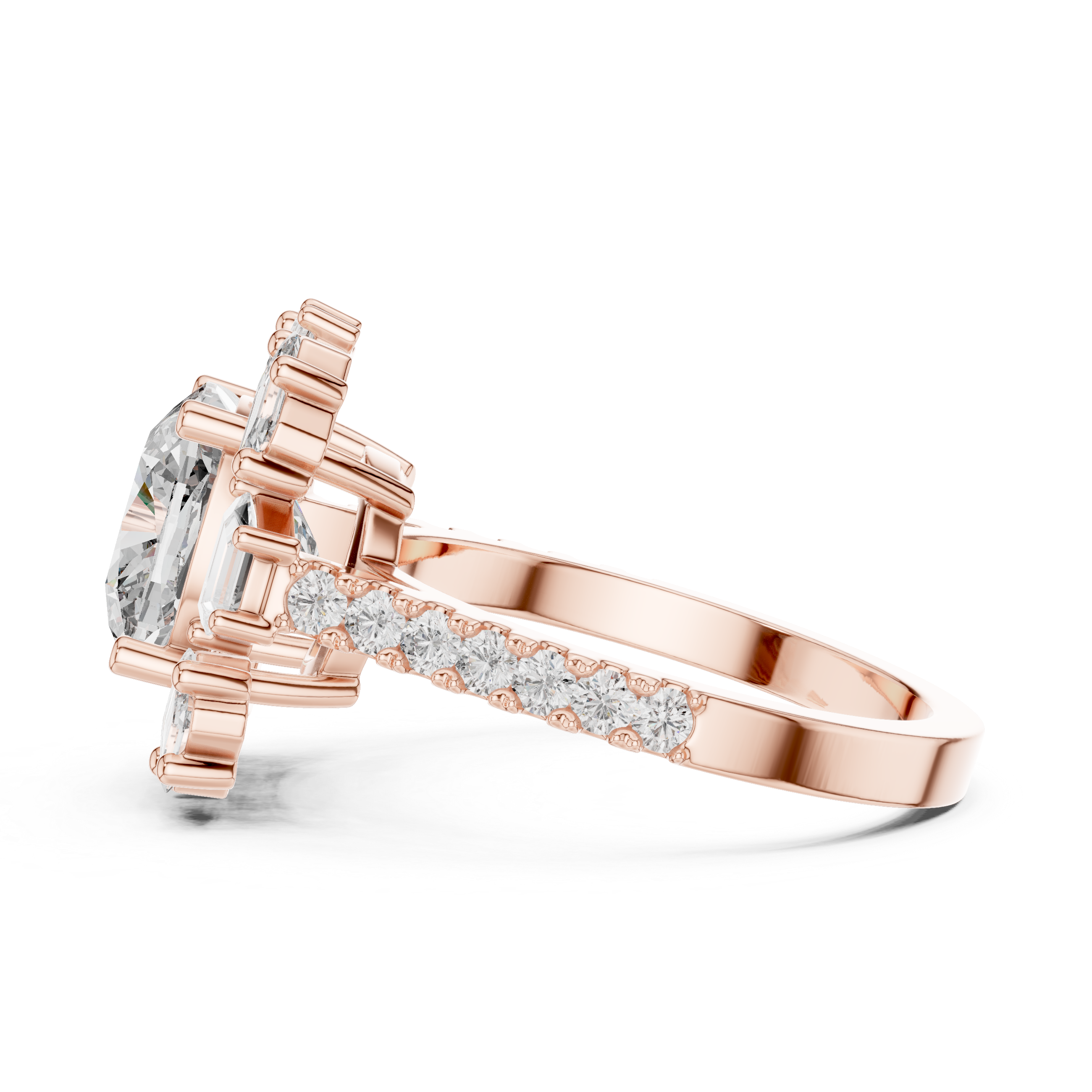 diamond halo engagement ring with split halo and pav‚ band