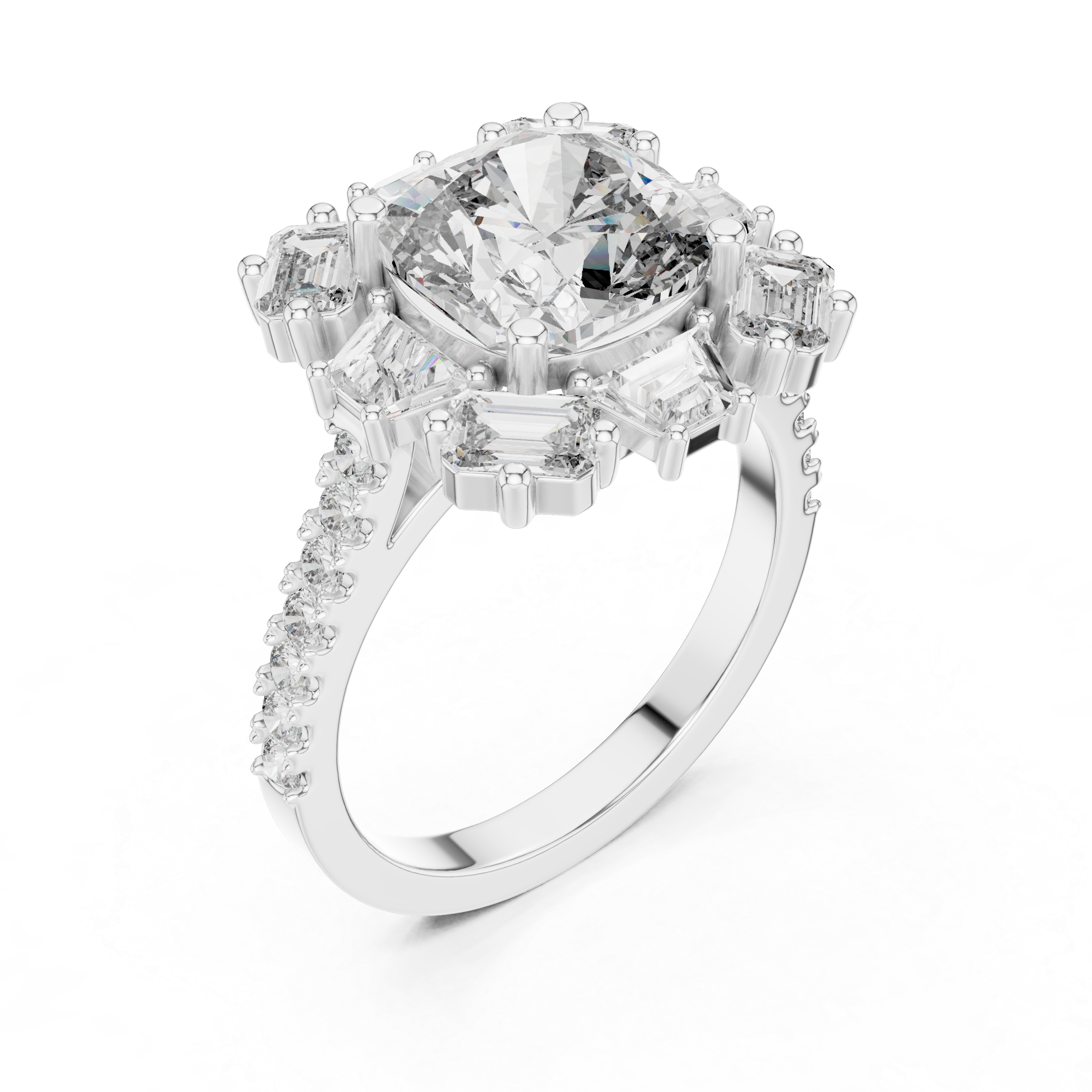 diamond halo engagement ring with split halo and pav‚ band