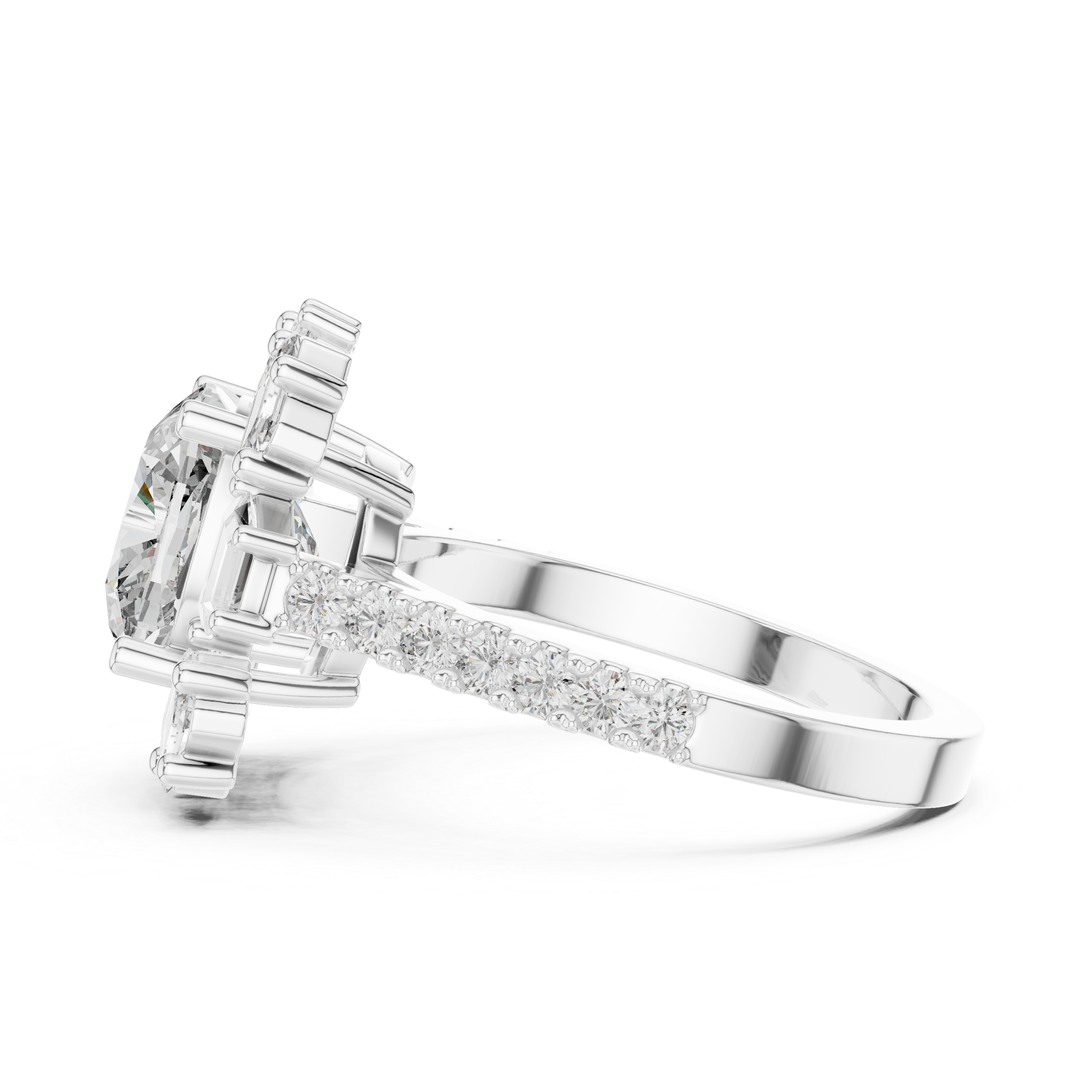 diamond halo engagement ring with split halo and pav‚ band