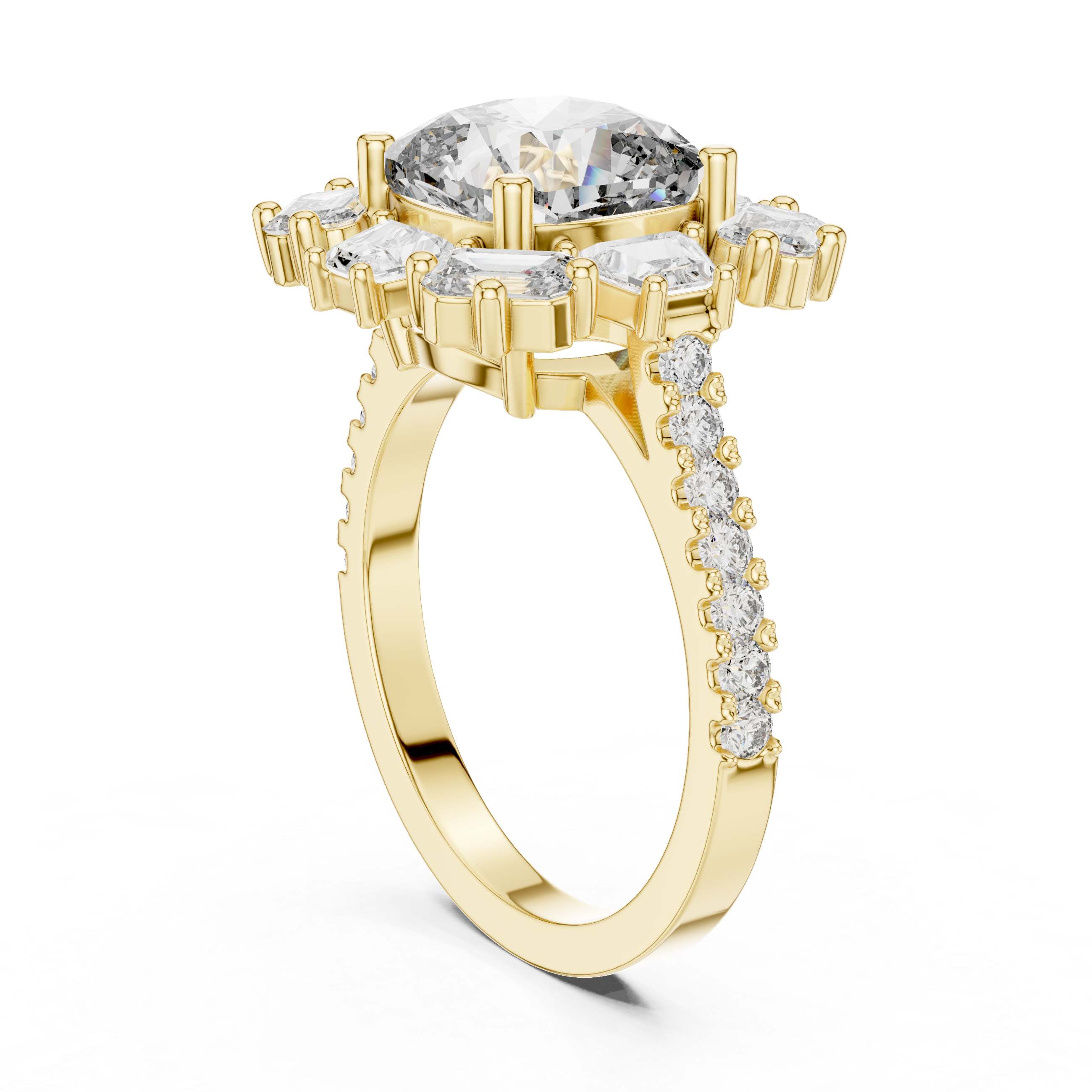 diamond halo engagement ring with split halo and pav‚ band