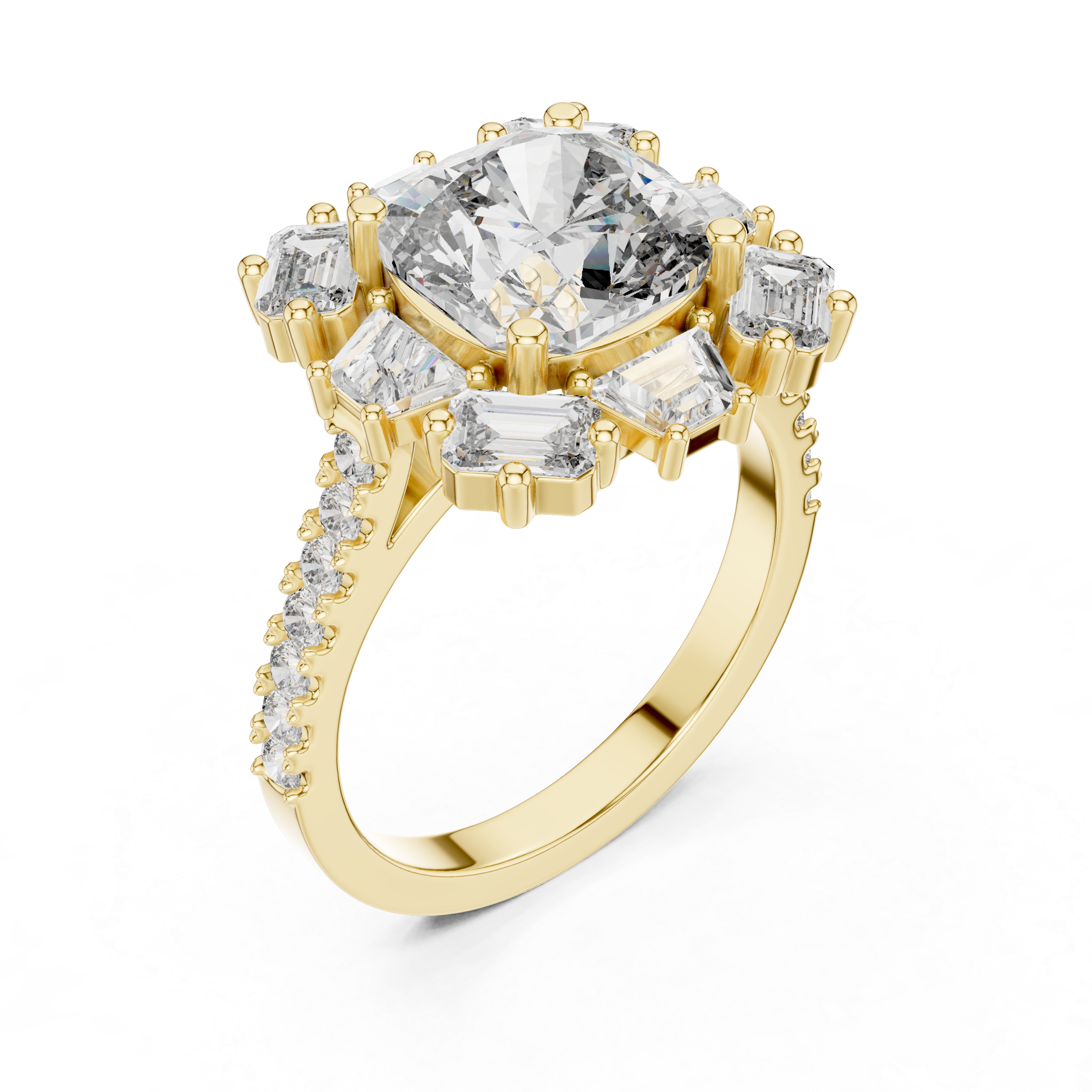 diamond halo engagement ring with split halo and pav‚ band