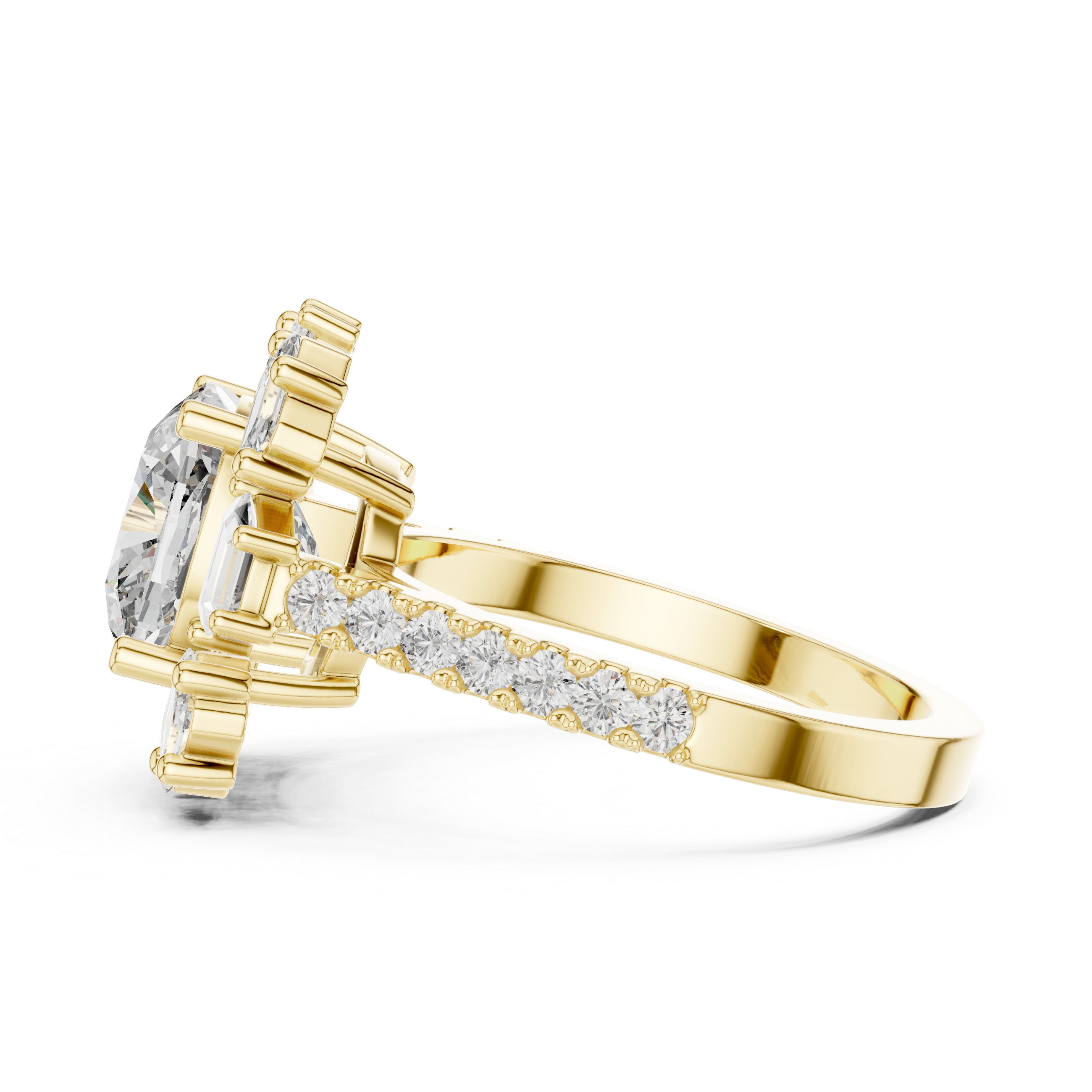 diamond halo engagement ring with split halo and pav‚ band