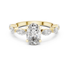 Diamond engagement ring with marquise side stones and a round center stone