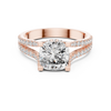 Diamond halo engagement ring with split shank pav‚ band