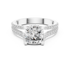Diamond halo engagement ring with split shank pav‚ band