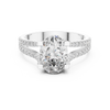 Diamond engagement ring with split shank pav‚ band and hidden halo detailing