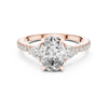 Diamond engagement ring with pear-shaped side stones and pav‚ band