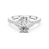 Diamond engagement ring with pear-shaped side stones and pav‚ band
