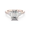 Emerald Cut Diamond Ring with Pear Side Stones and Pav‚ Band
