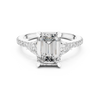 Emerald Cut Diamond Ring with Pear Side Stones and Pav‚ Band