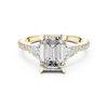 Emerald Cut Diamond Ring with Pear Side Stones and Pav‚ Band