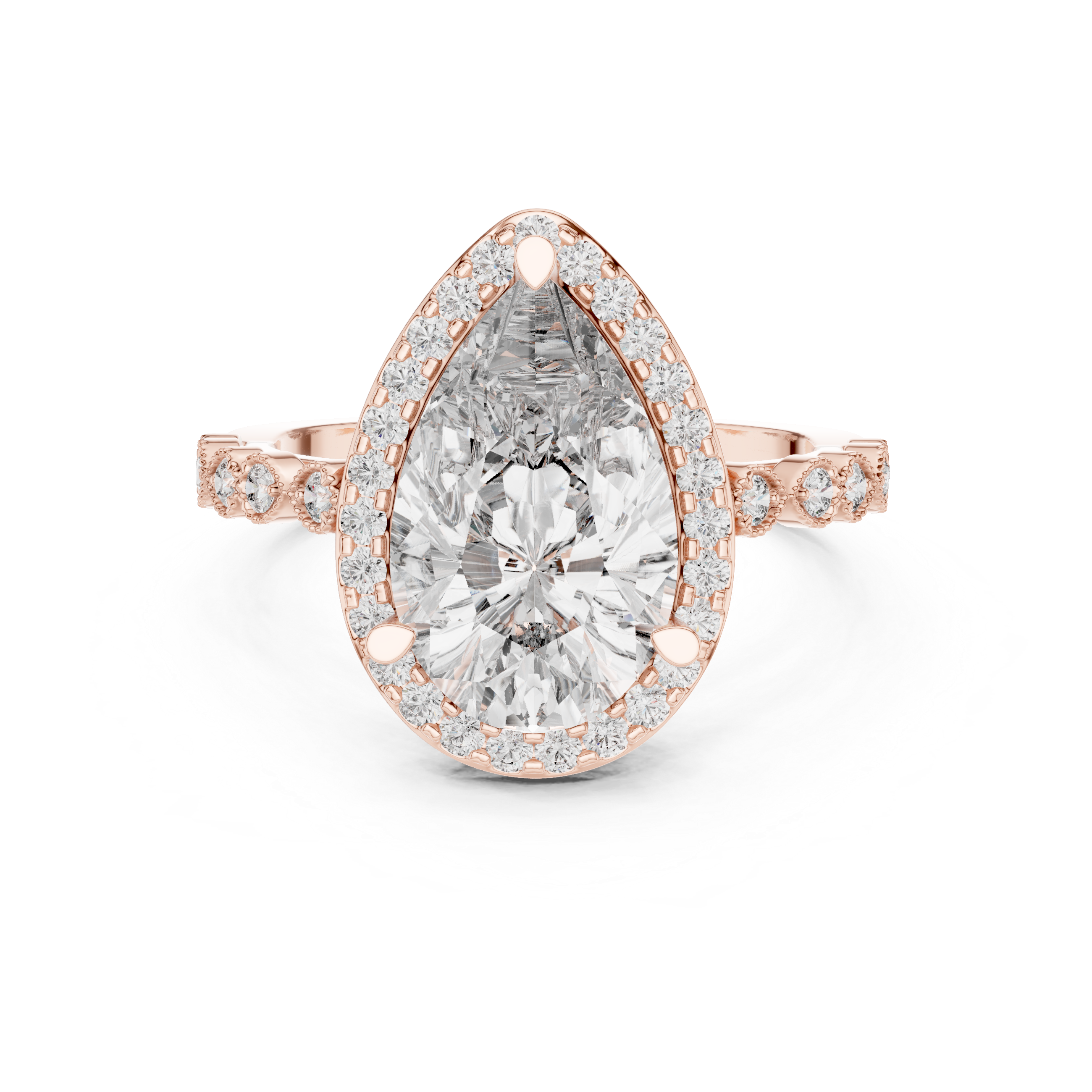Oval Halo Diamond Ring with Bezel-Set Accent Stones