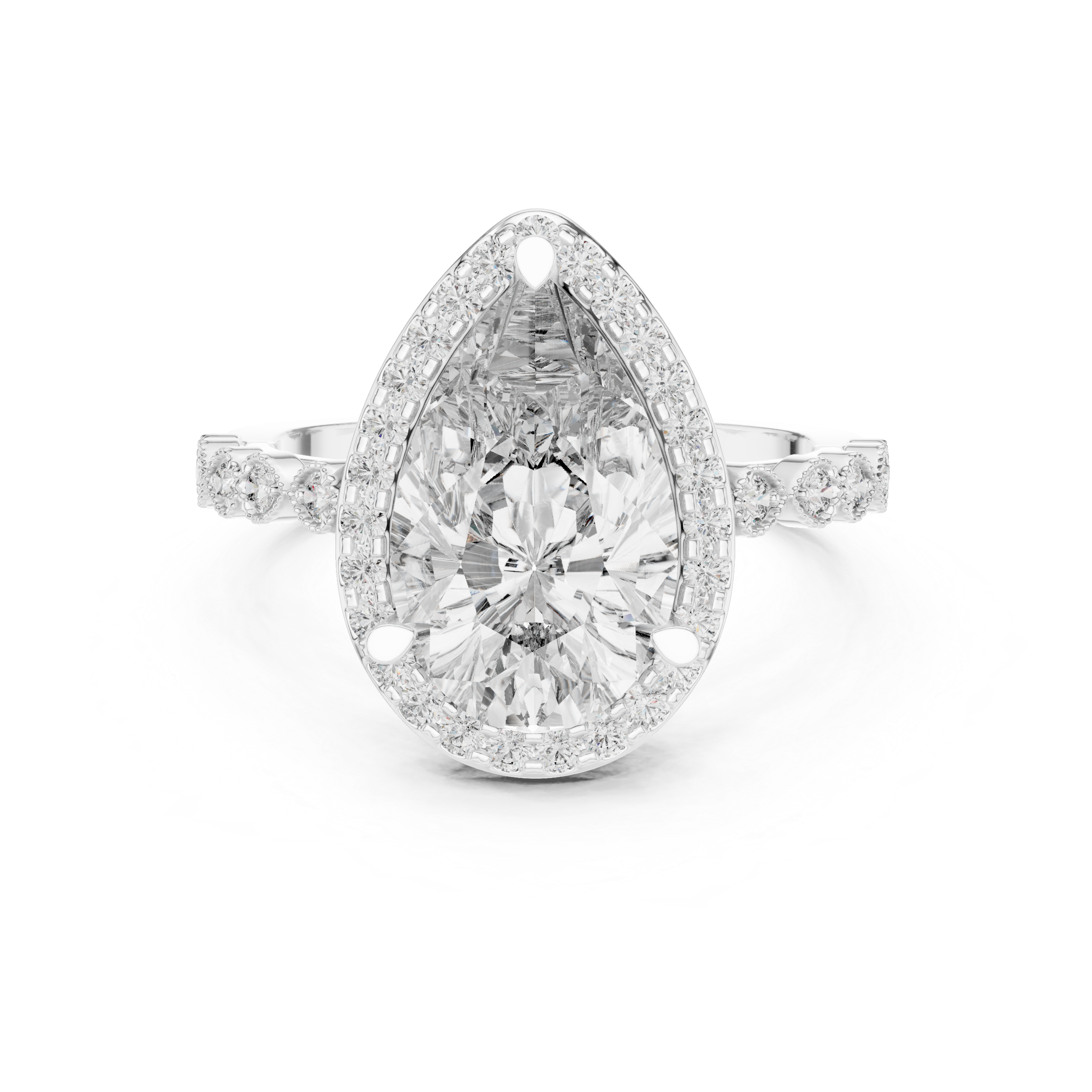 Oval Halo Diamond Ring with Bezel-Set Accent Stones